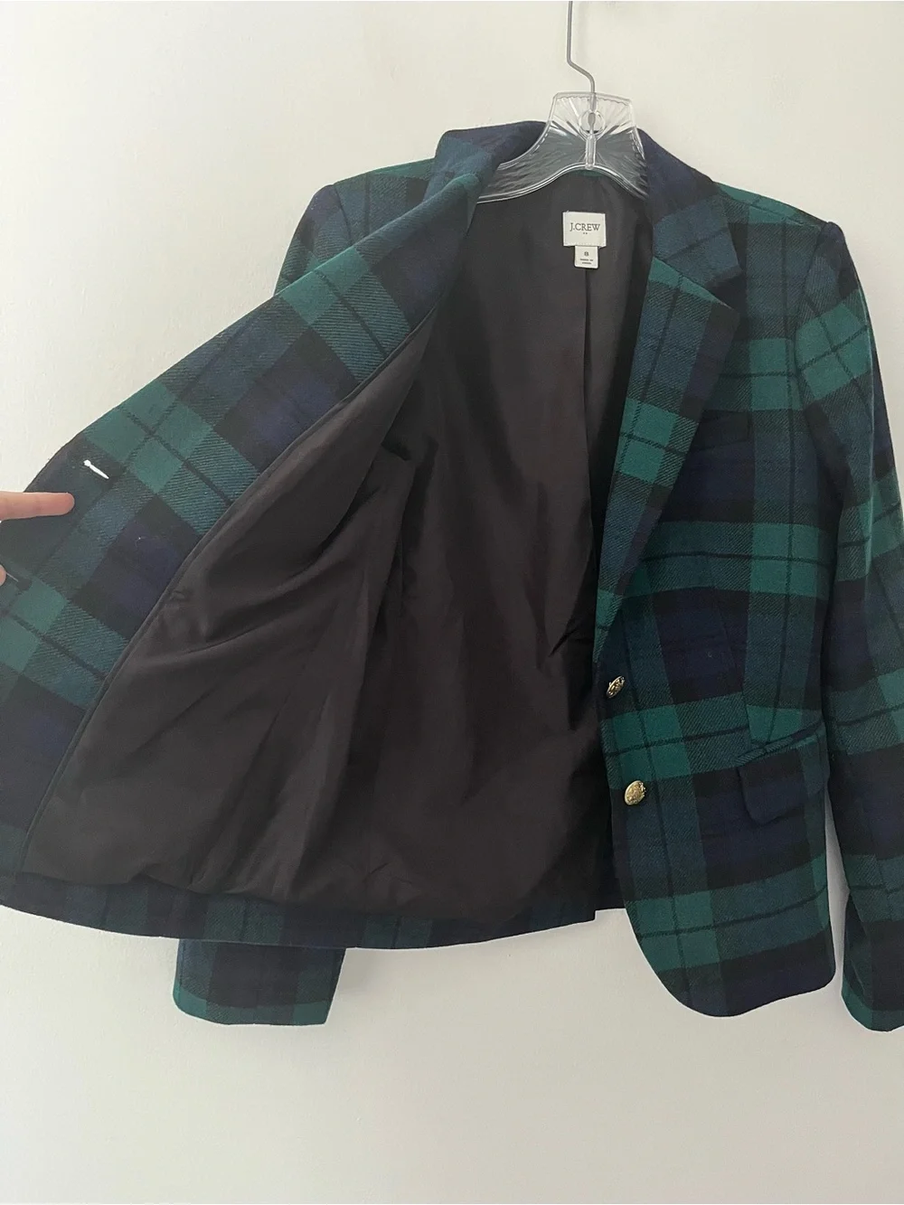 J Crew Factory Black Watch Wool Blend Schoolboy Blazer Tartan Preppy 8